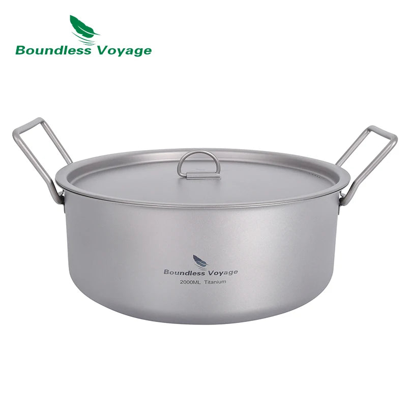 Camping Pot 2L / 5L Titanium Hot Pot Outdoor Portable Cookware with Lid