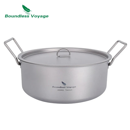 Camping Pot 2L / 5L Titanium Hot Pot Outdoor Portable Cookware with Lid