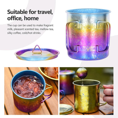 450ml Outdoor Camping Titanium Mug Colorful Tea Coffee Cup with Lid