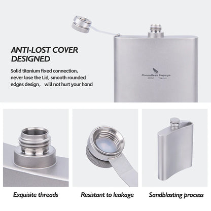 200ml Titanium Hip Flask Sake Cup with Funnel
