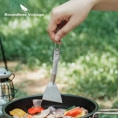Titanium Folding Spatula Frying Shovel Small Camping Kitchen Beefsteak Flat