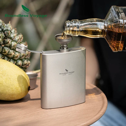 200ml Titanium Hip Flask Sake Cup with Funnel
