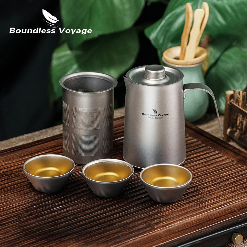 Titanium Travel 380ml Kung Fu Tea Pot Cups Set