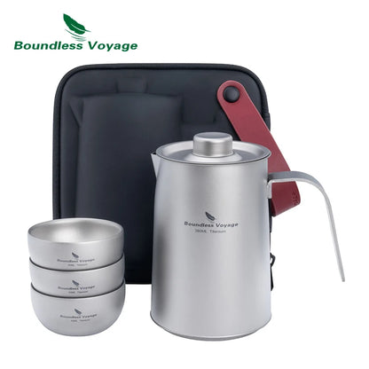 Titanium Travel 380ml Kung Fu Tea Pot Cups Set