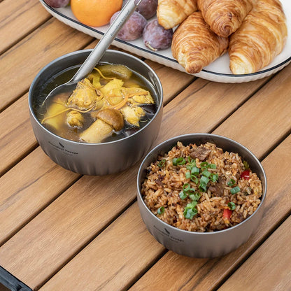 Double Walled Titanium Ultralight Portable Tableware Outdoor Camping Bowl