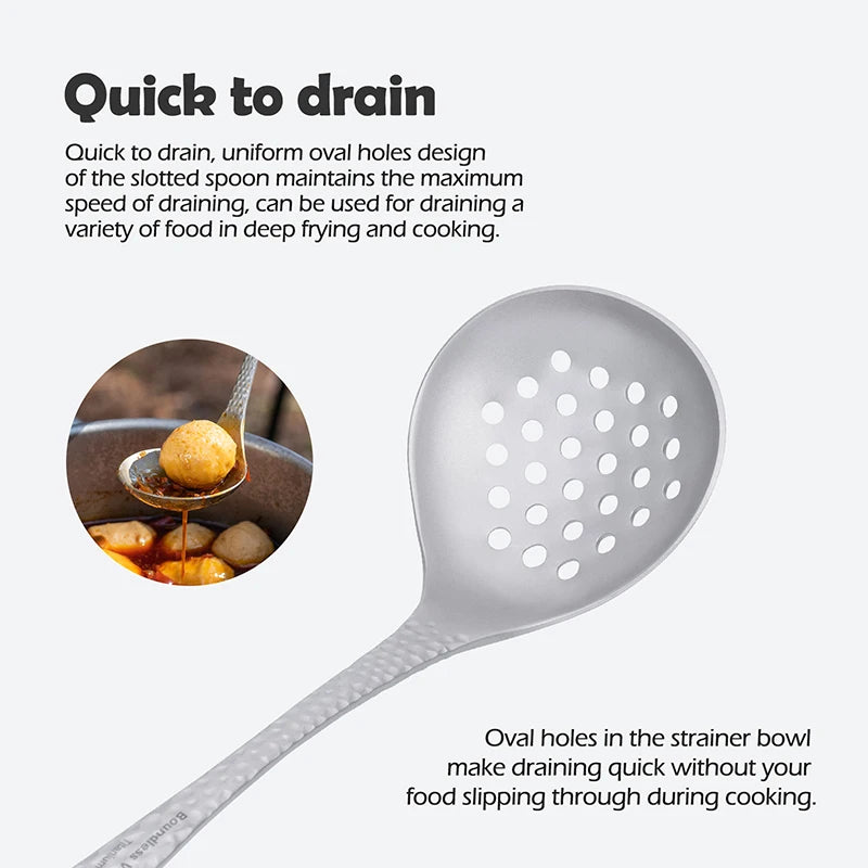 Titanium Sauce Soup Spoon Metal Skimmer Slotted Spoon