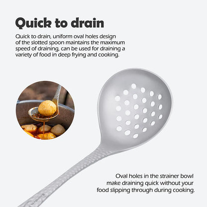 Titanium Sauce Soup Spoon Metal Skimmer Slotted Spoon