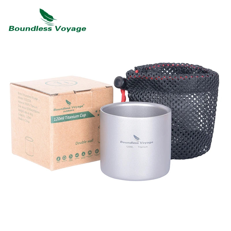 Titanium Cup Camping Mug Outdoor 4 in 1 Double Walled