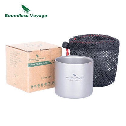 Titanium Cup Camping Mug Outdoor 4 in 1 Double Walled