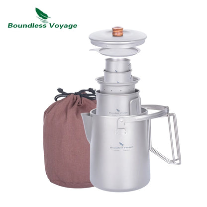 Boundless Voyage 1,5 л титановый чайник для кемпинга кофе 500 мл чайник для кофеварки на открытом воздухе для пикника на костре чайник для плиты 