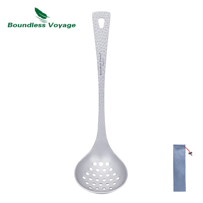 Titanium Sauce Soup Spoon Metal Skimmer Slotted Spoon