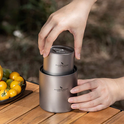 Titanium Double Walled Cups with Lid