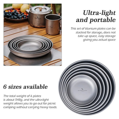 Titanium Plates Dishes Saucer Outdoor Camping Home Food Serving Tray Dinnerware