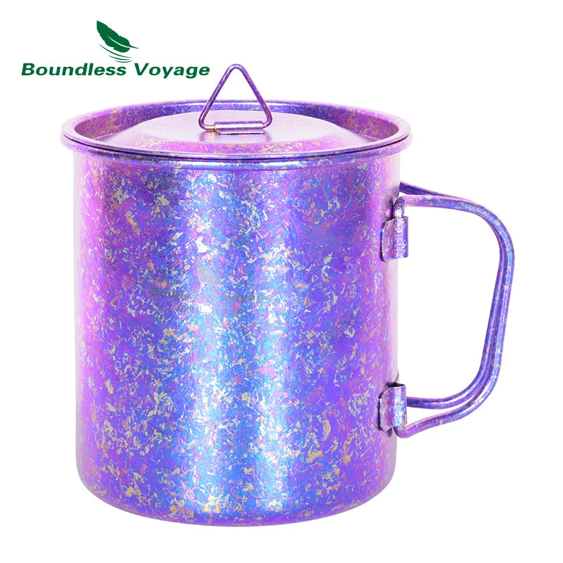 450ml Outdoor Camping Titanium Mug Colorful Tea Coffee Cup with Lid
