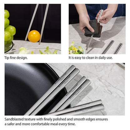 Titanium Chopsticks Metal Square Chopsticks