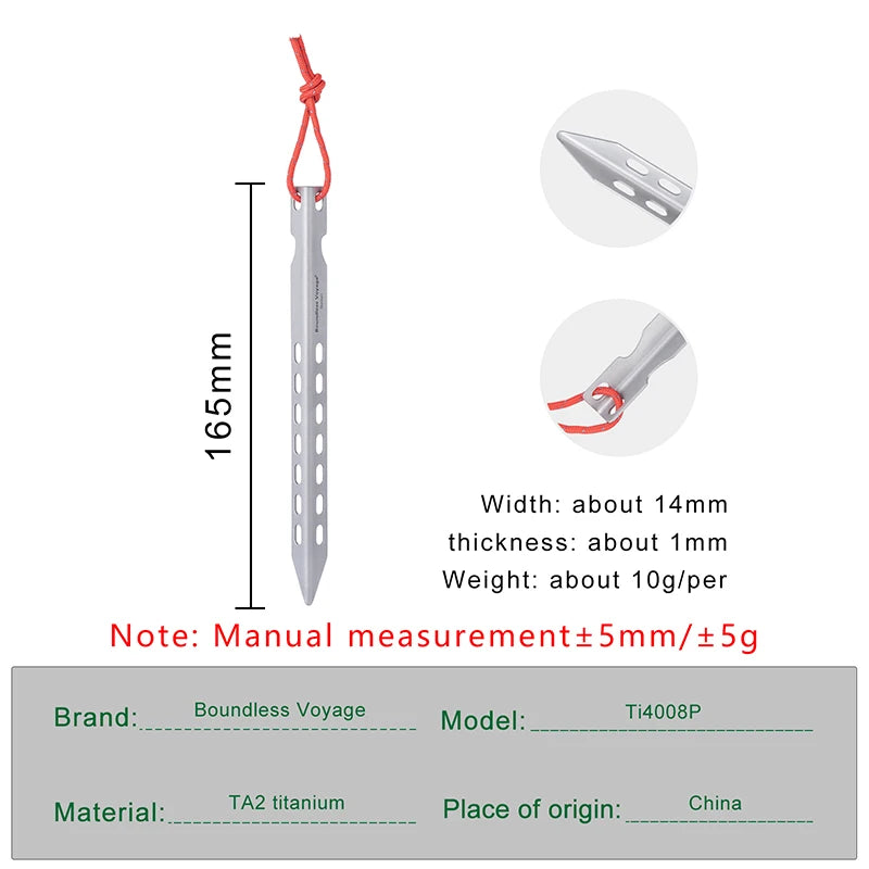V- shape Titanium Tent pegs