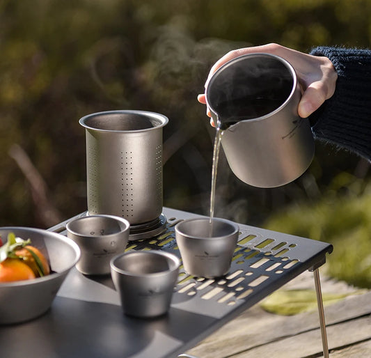 Titanium Tea Set Double-Walled Tea Maker Lightweight Teapot with Filter