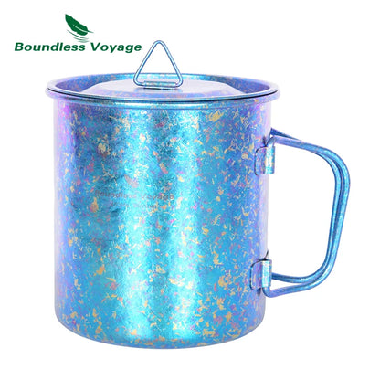 450ml Outdoor Camping Titanium Mug Colorful Tea Coffee Cup with Lid