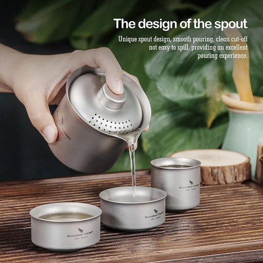 Titanium Tea Bowl Cups Set 125ml Double-Layer Tea Maker 30ml Teacup