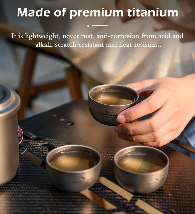 40ml Titanium Mini Tea Cup Double Walled Sake Cup