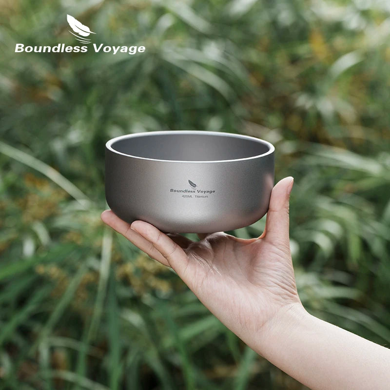Camping Titanium Bowl 200ml/420ml Double-Walled Rice Bowl