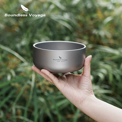 Camping Titanium Bowl 200ml/420ml Double-Walled Rice Bowl
