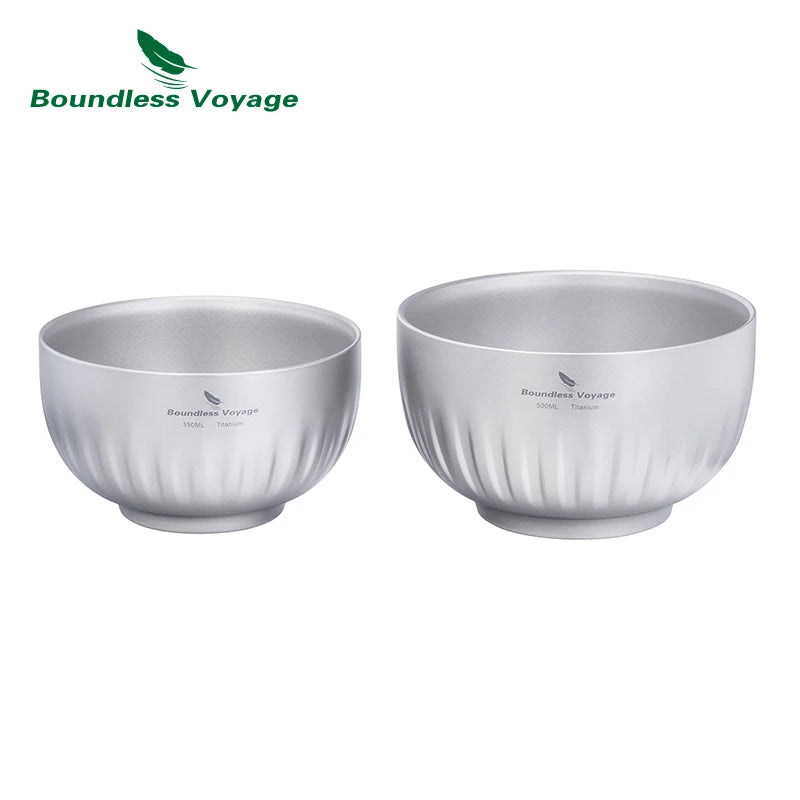 Double Walled Titanium Ultralight Portable Tableware Outdoor Camping Bowl