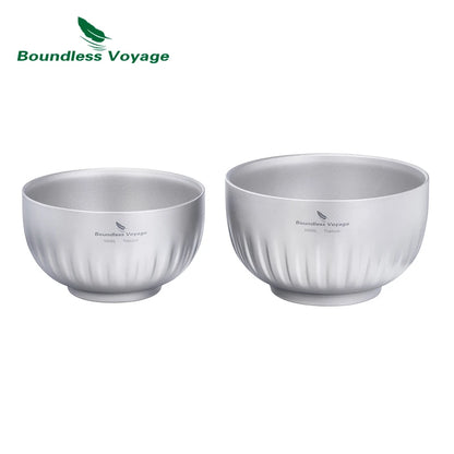 Double Walled Titanium Ultralight Portable Tableware Outdoor Camping Bowl