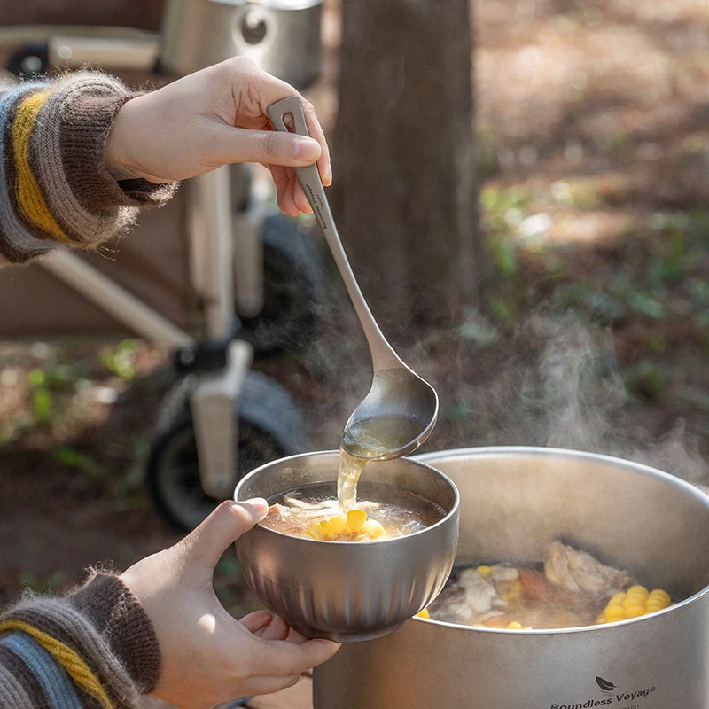 Titanium Sauce Soup Spoon Metal Skimmer Slotted Spoon
