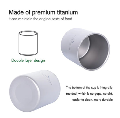 Titanium Cup Camping Mug Outdoor 4 in 1 Double Walled