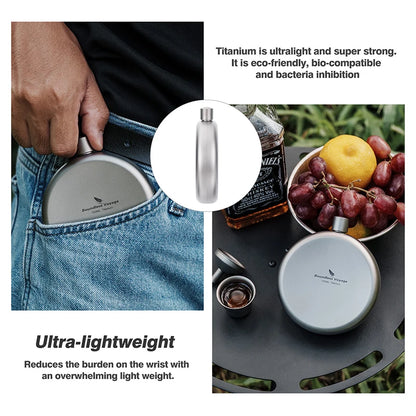 150ml Titanium Hip Flask Small Round Wine Bottle