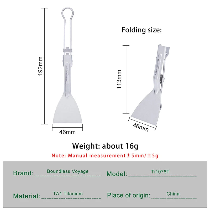 Titanium Folding Spatula Frying Shovel Small Camping Kitchen Beefsteak Flat