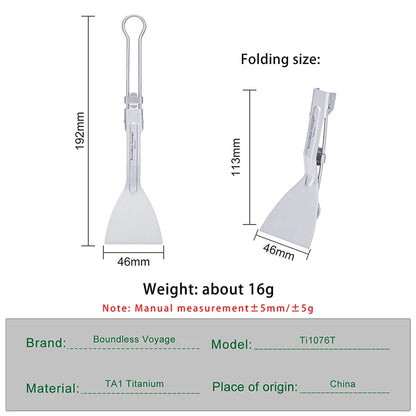 Titanium Folding Spatula Frying Shovel Small Camping Kitchen Beefsteak Flat