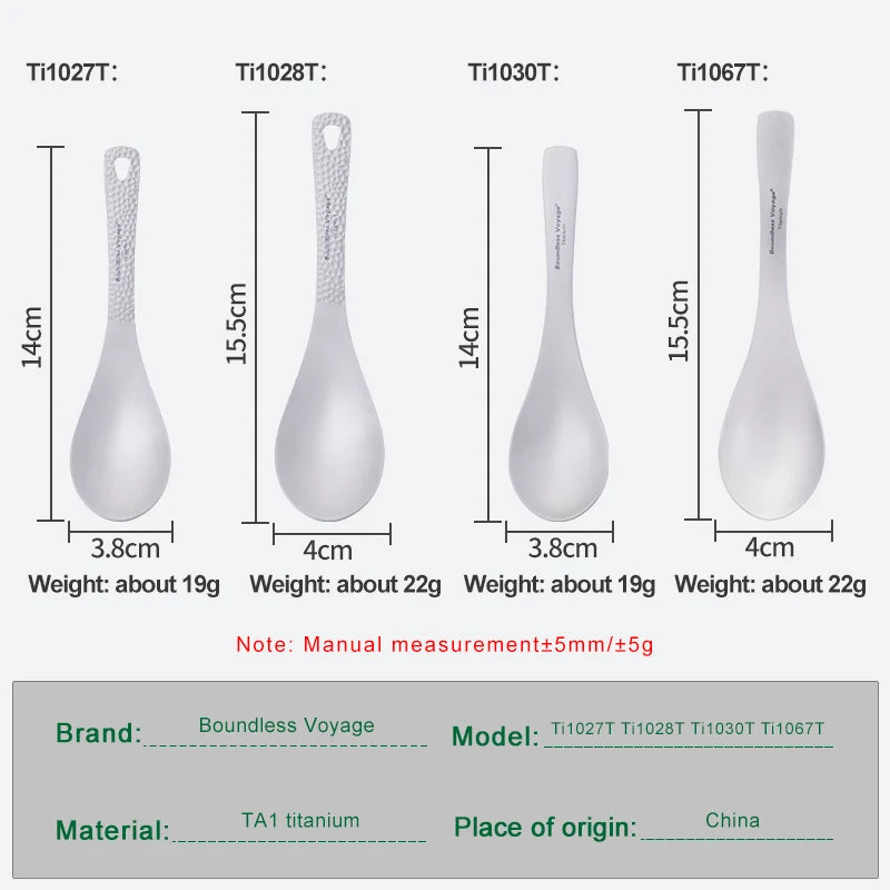 Titanium Soup Spoon Reusable Lightweight Cutlery