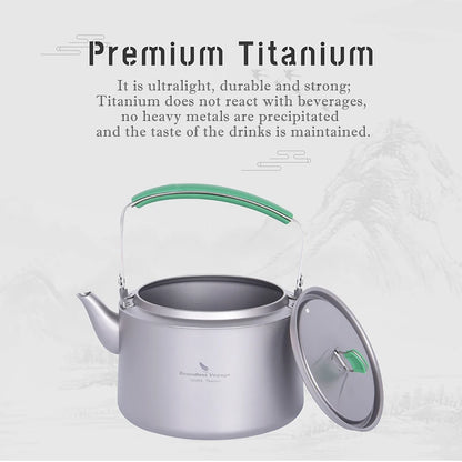 Boundless Voyage 800ml / 1.2L Camping Titanium Kettle Lightweight Tea Pot with Filter Outdoor Home Kitchen Coffee Water Kettle