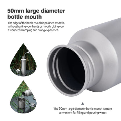 Titanium Water Bottle Outdoor Camping Single Layer Wide Mouth
