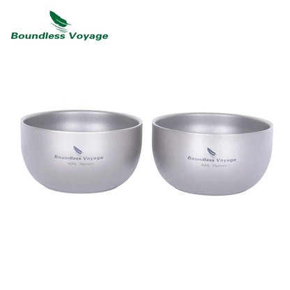 40ml Titanium Mini Tea Cup Double Walled Sake Cup
