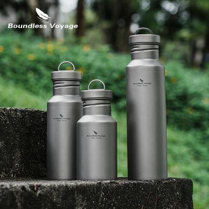 Titanium Water Bottle Outdoor Camping Single Layer Wide Mouth