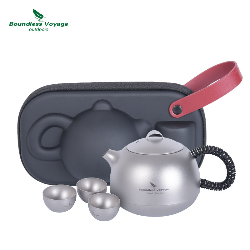 Titanium Teapot with Filter Ultralight 380ml Mini Kettle Cup Tea Set