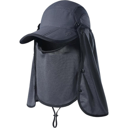 Foldable Fishing Cap with Neck Flap, UPF 50+ Sun Protection, Windproof, Removable Design, Multi-Level Adjustment